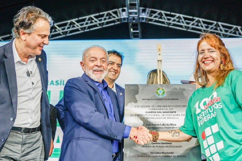 Presidente Lula durante a cerimônia de lançamento da pedra fundamental do campus Sol Nascente do Instituto Federal de Brasília - Foto: Ricardo Stuckert / PR