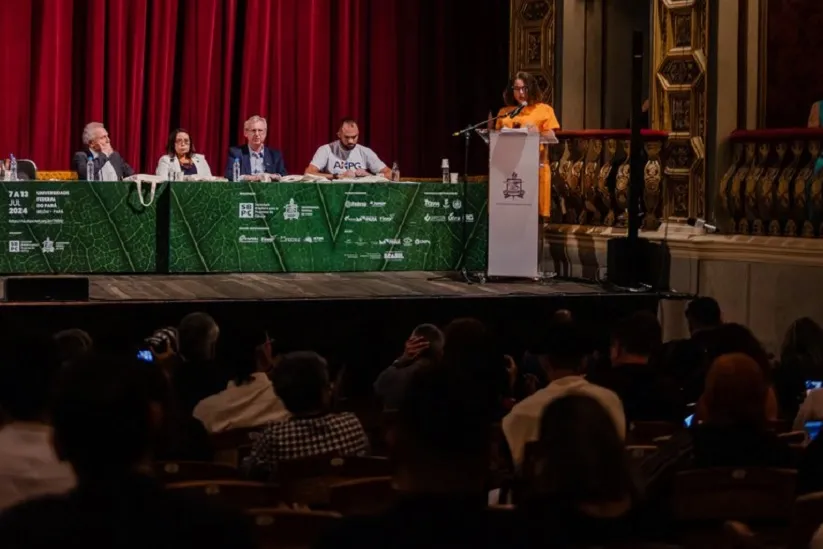 A ministra Luciana Santos (Ciência, Tecnologia e Inovação) durante a reunião anual da SBPC. Foto: Luara Baggi / Ascom / MCTI
