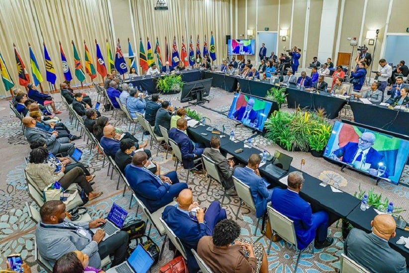 O presidente Lula durante discurso para chefes de governo dos países caribenhos na Guiana. Foto: Ricardo Stuckert / PR