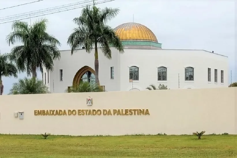 Fachada da Embaixada da Palestina em Brasília. Foto: Reprodução/Facebook