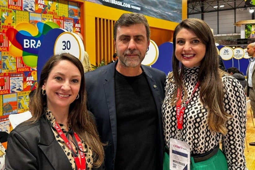Maira Dalcin, responsável pelo setor de Visitors do Visit Iguassu, participou da Fitur, em Madrid, ao lado do presidente da Embratur, Marcelo Freixo, e da diretora de marketing da Secretaria Municipal de Turismo, Andressa Szekut.